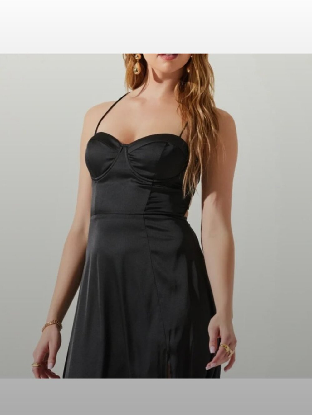ASTR the Label Black Satin Corset Midi Dress Size S - Picture 3 of 11